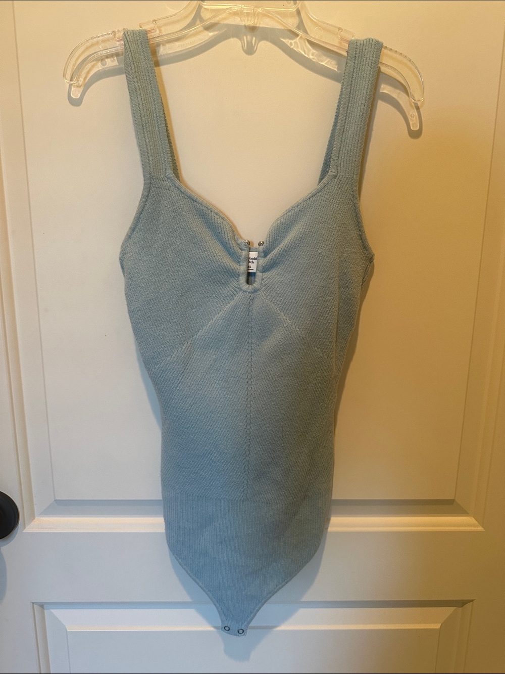 Abercrombie Sweater Ribbed Knit Light Blue Tank Bodysuit